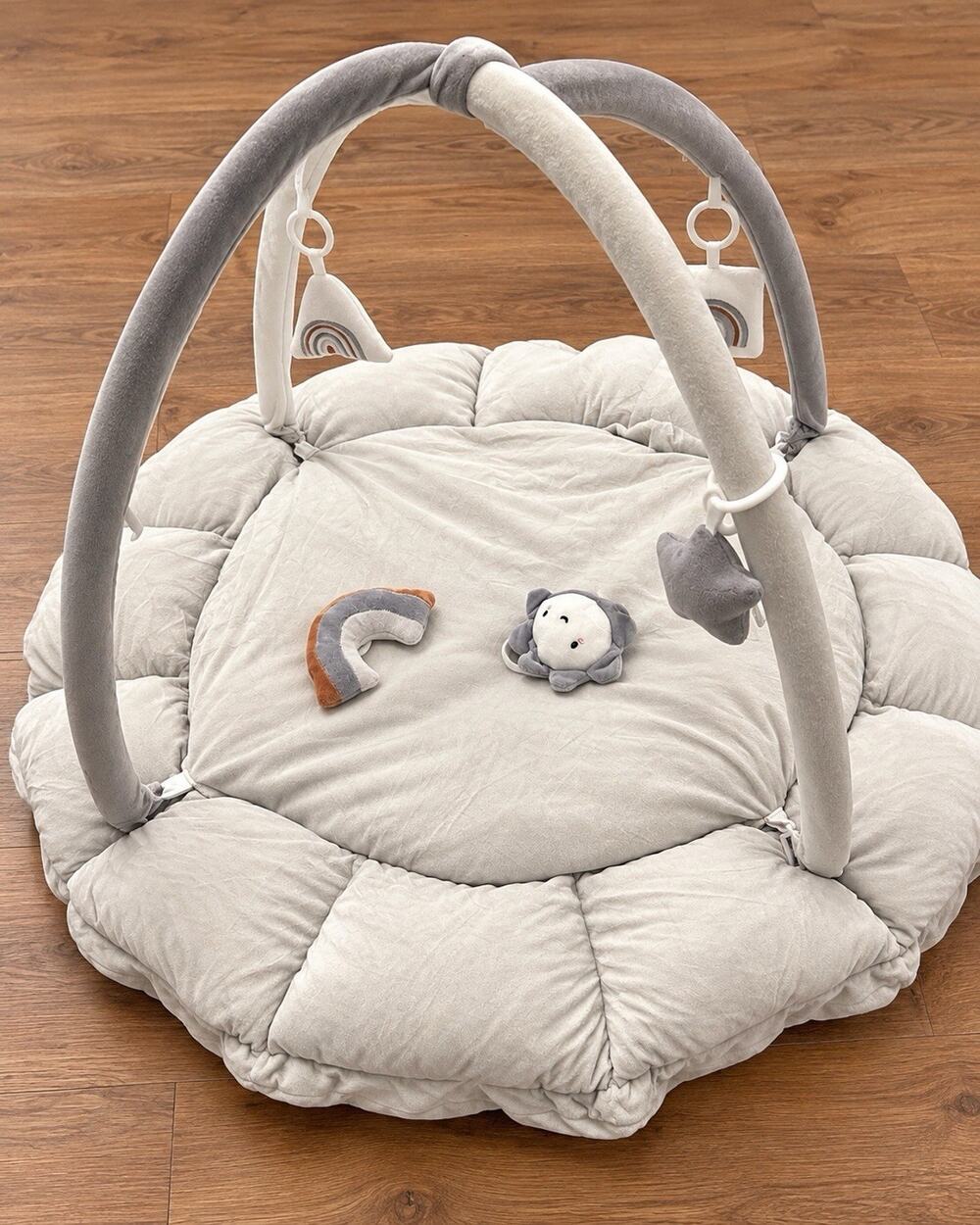 5-in-1 Thick & Plush Baby Play Gym, Baby Play Mats for Floor, Tummy Time Mat